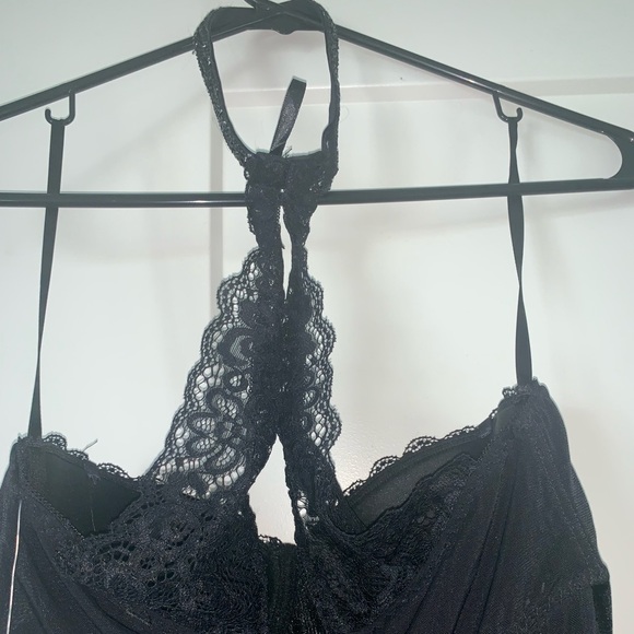 Black Velvet and Lace Garter Slip - Picture 3 of 6